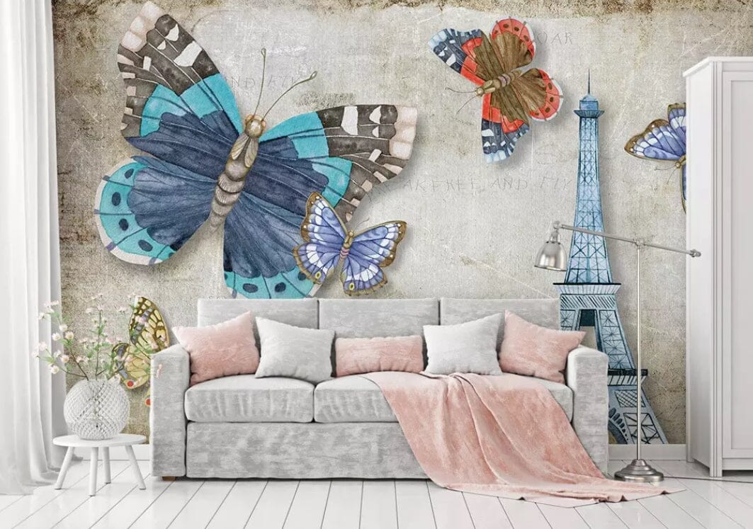 3D Butterfly Tower 1437 Wall Murals Wallpaper AJ Wallpaper 2 