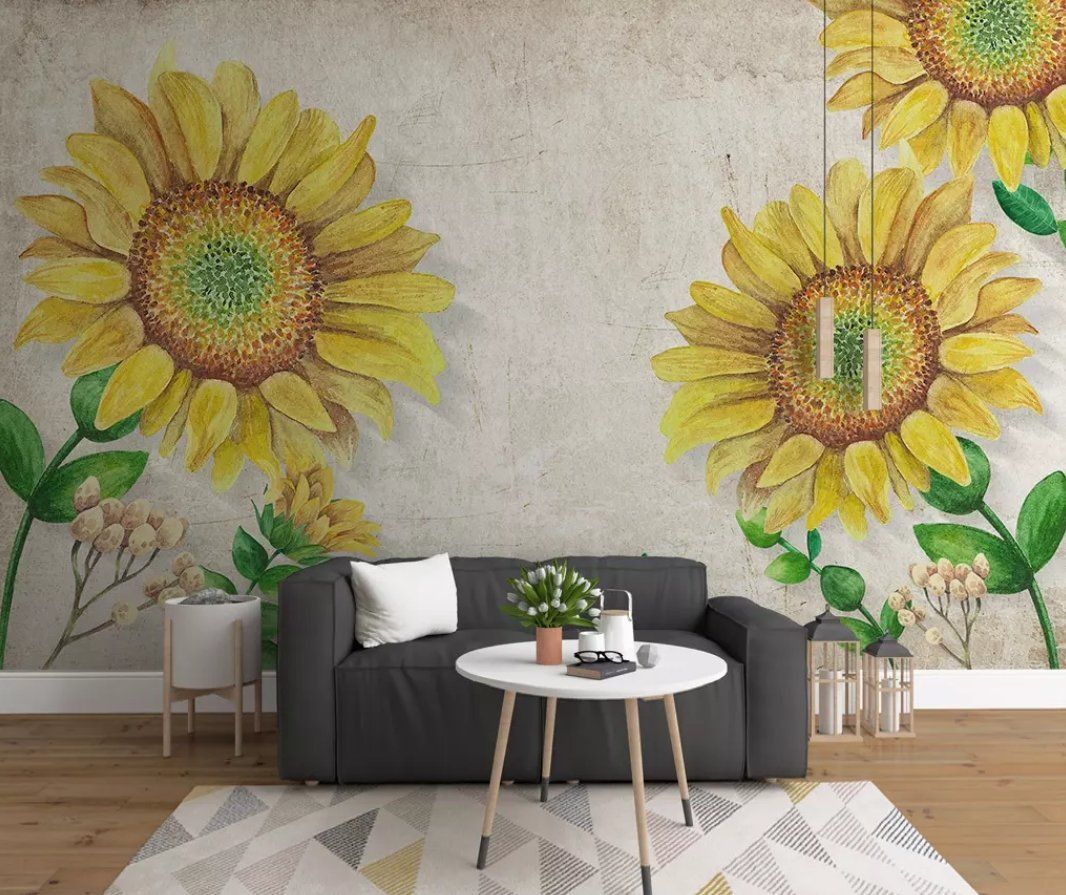 3D Yellow Flower 174 Wall Murals Wallpaper AJ Wallpaper 2 