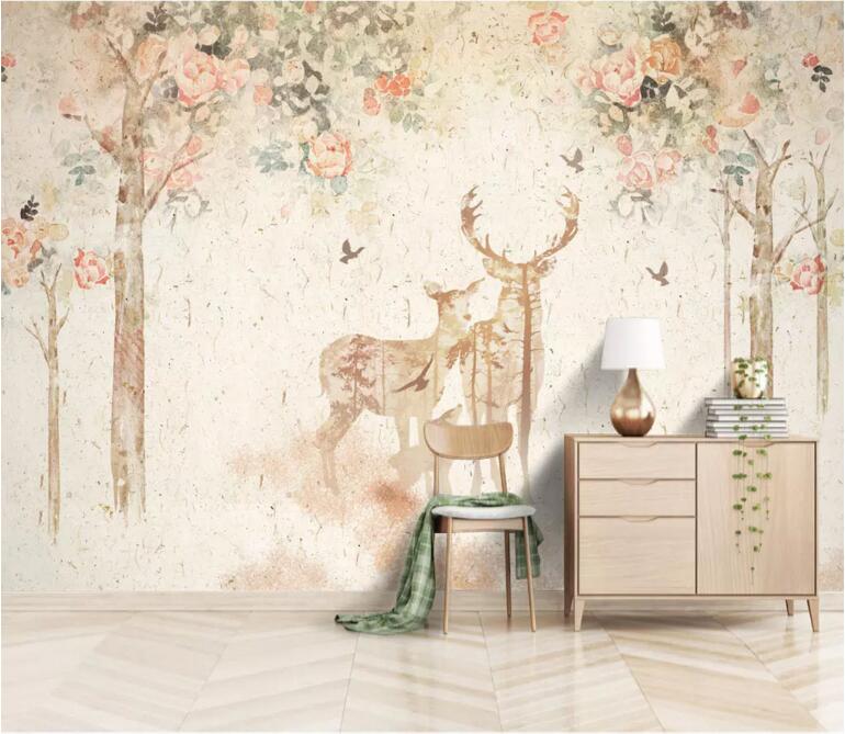 3D Little Deer Woods 1408 Wall Murals Wallpaper AJ Wallpaper 2 