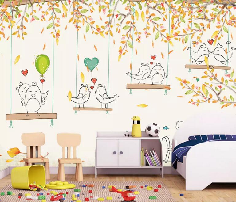 3D Tree Bird Love 059 Wall Murals Wallpaper AJ Wallpaper 2 
