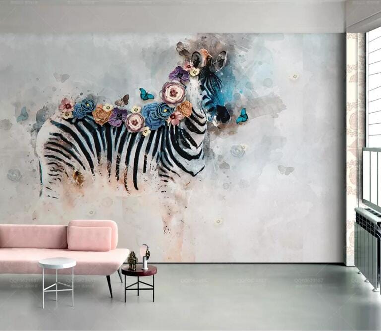 3D Flower Zebra 1827 Wall Murals Wallpaper AJ Wallpaper 2 