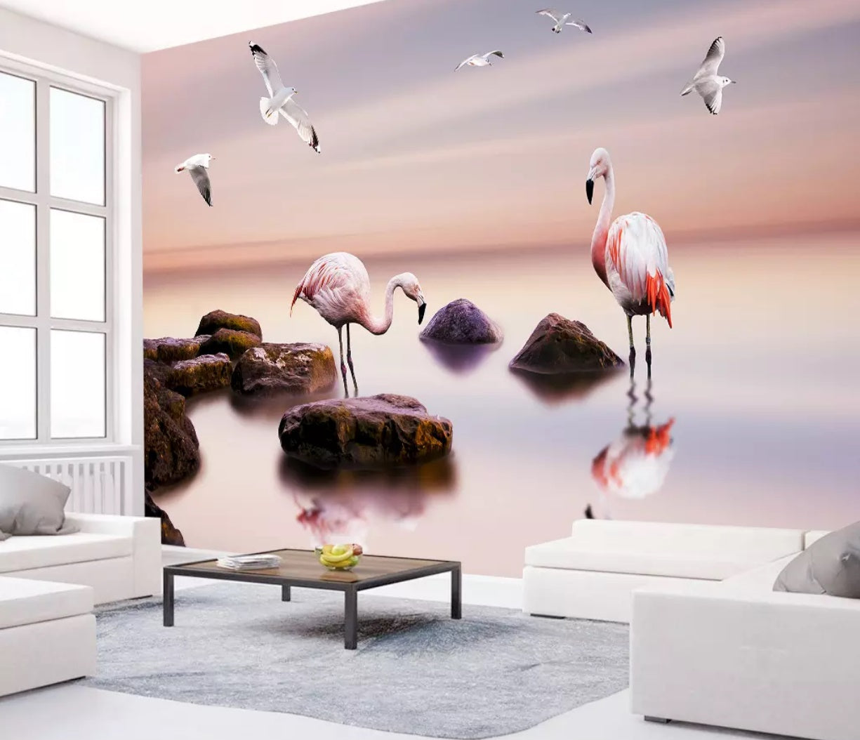 3D Flamingo Lake 1185 Wall Murals Wallpaper AJ Wallpaper 2 
