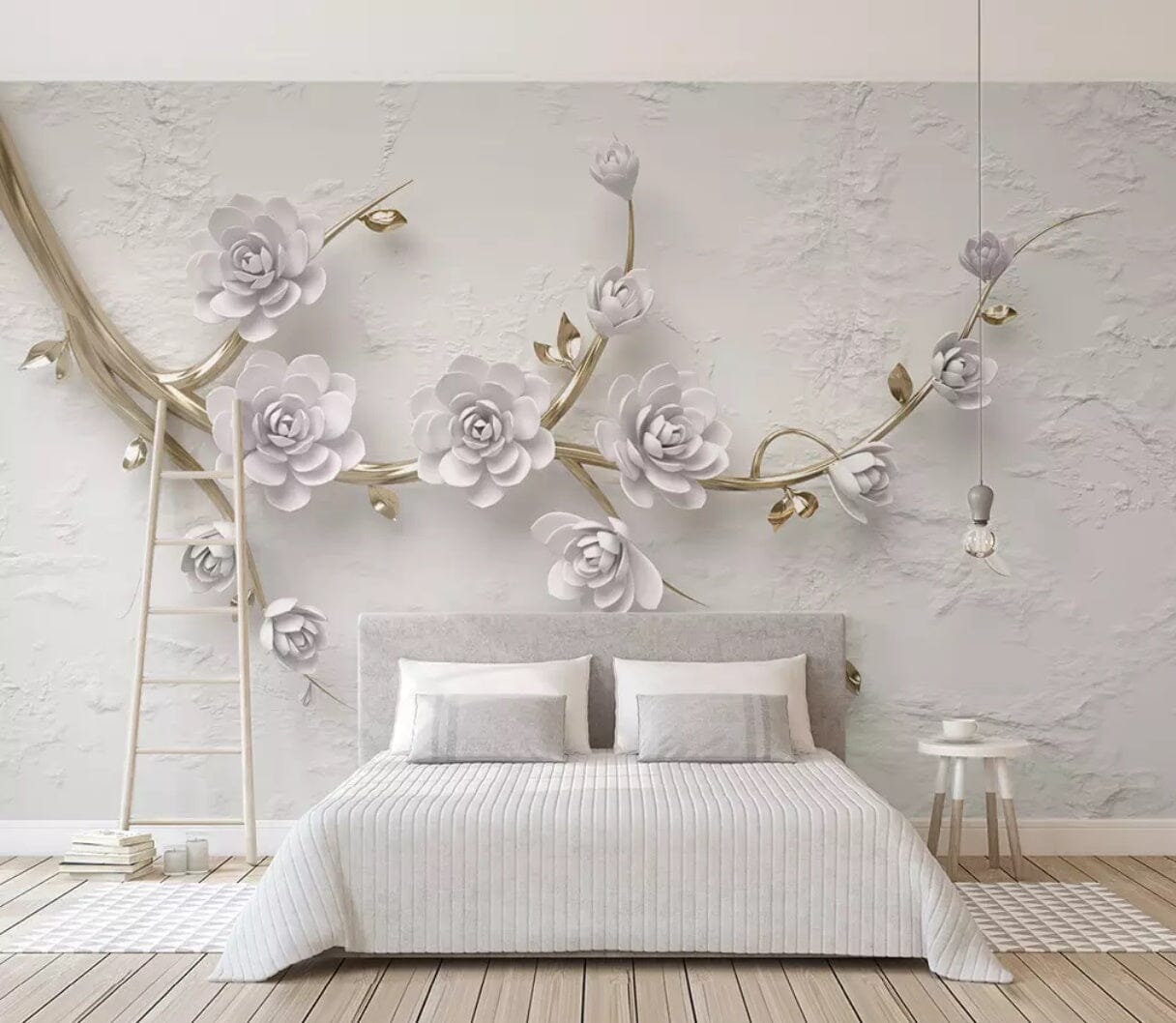3D White Flowers 2461 Wall Murals Wallpaper AJ Wallpaper 2 