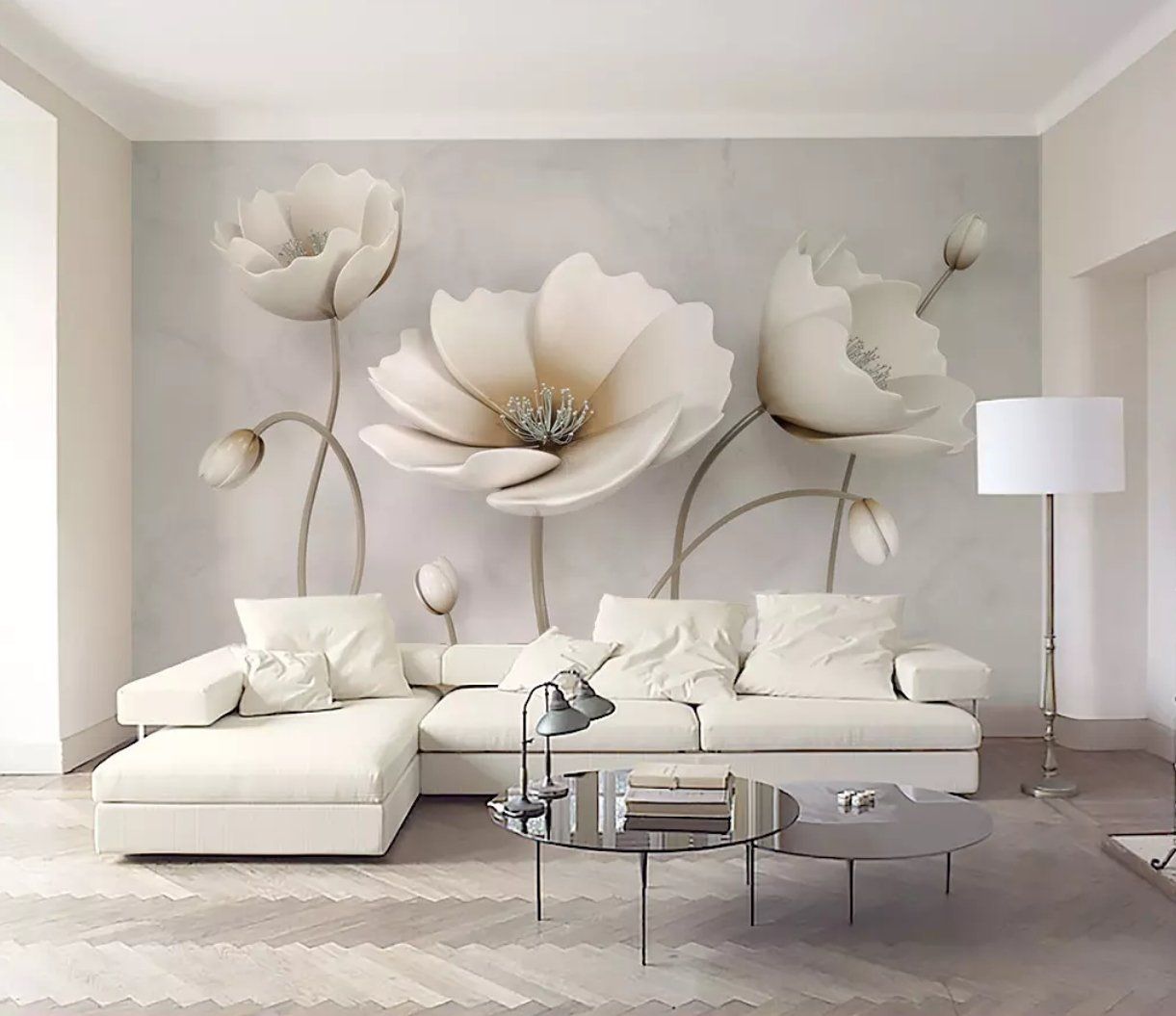 3D White Flowers 179 Wall Murals Wallpaper AJ Wallpaper 2 