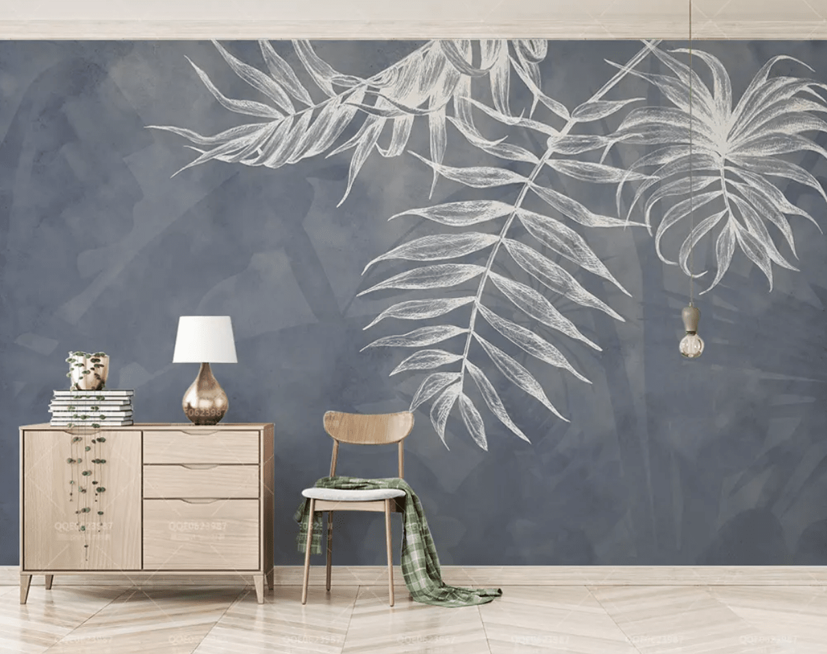 3D Grey Leaves 1600 Wall Murals Wallpaper AJ Wallpaper 2 