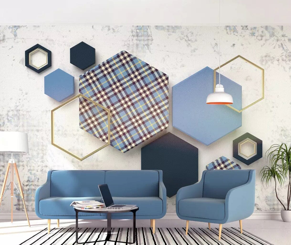 3D Blue Geometry 2494 Wall Murals Wallpaper AJ Wallpaper 2 