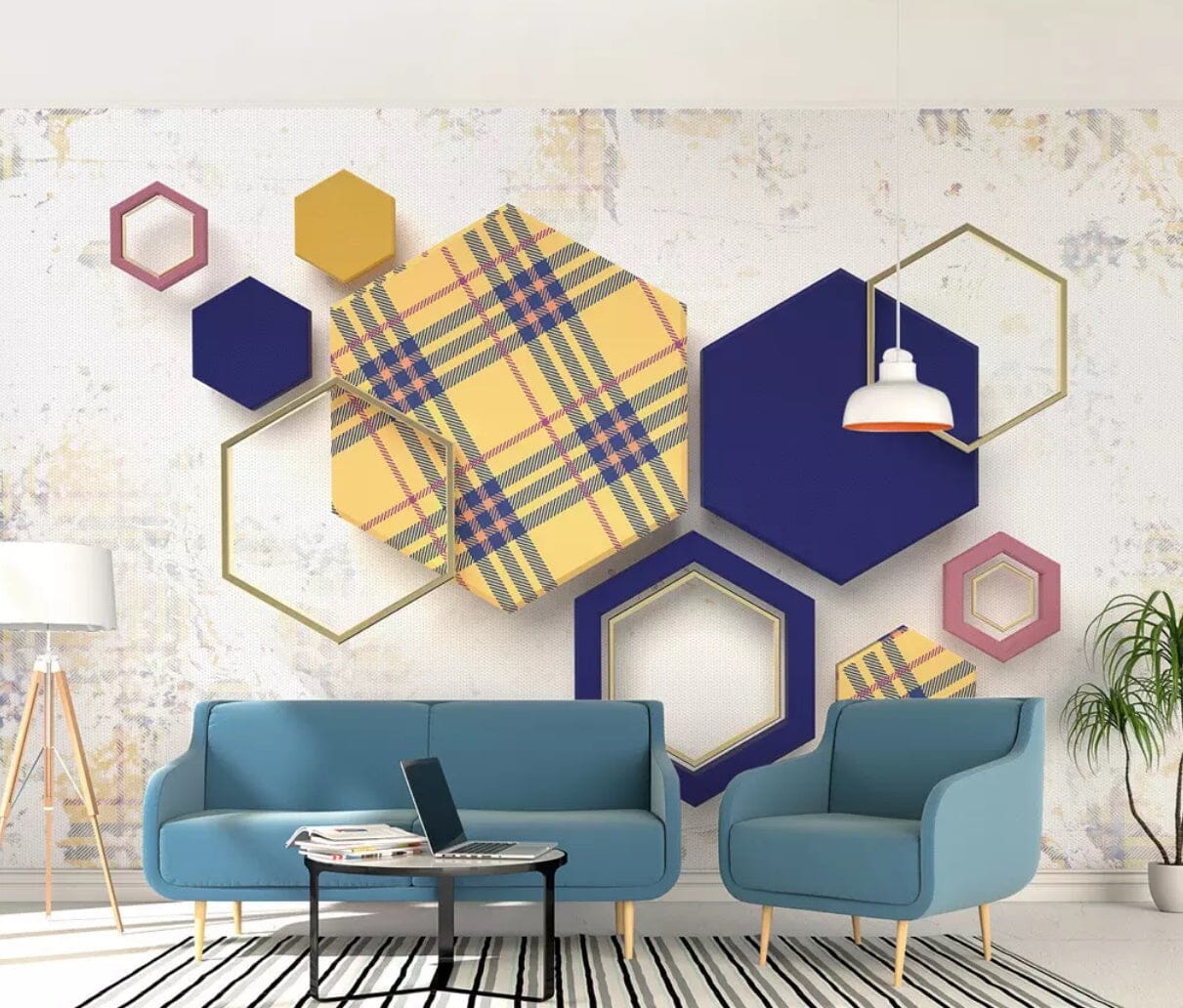 3D Blue Geometry 2496 Wall Murals Wallpaper AJ Wallpaper 2 