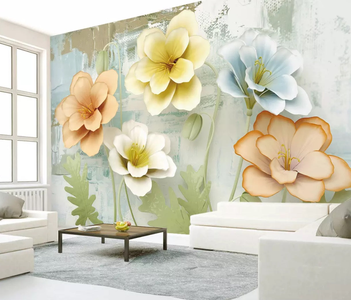 3D Colored Flowers 1481 Wall Murals Wallpaper AJ Wallpaper 2 