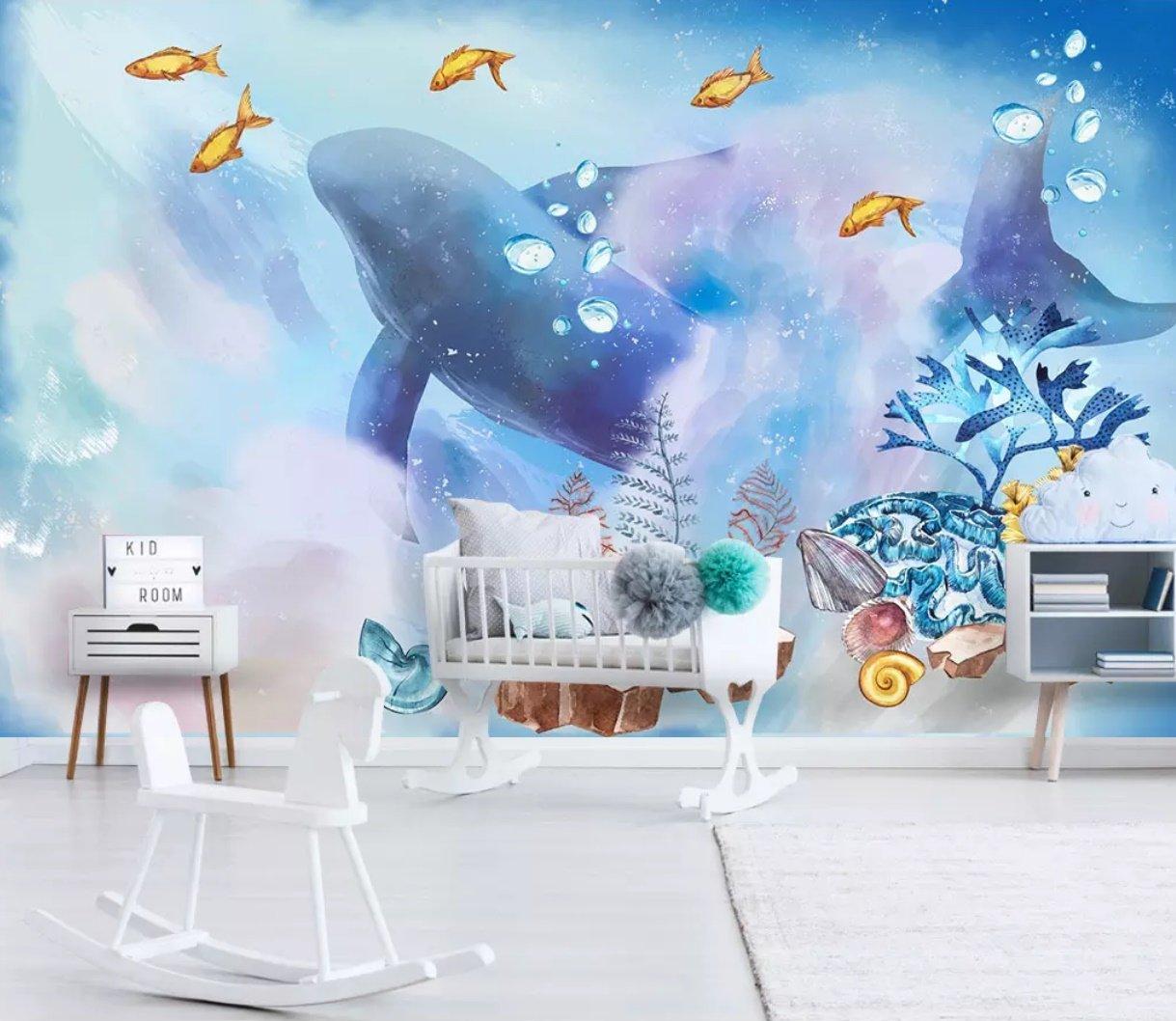 3D Blue Whale 1356 Wall Murals Wallpaper AJ Wallpaper 2 