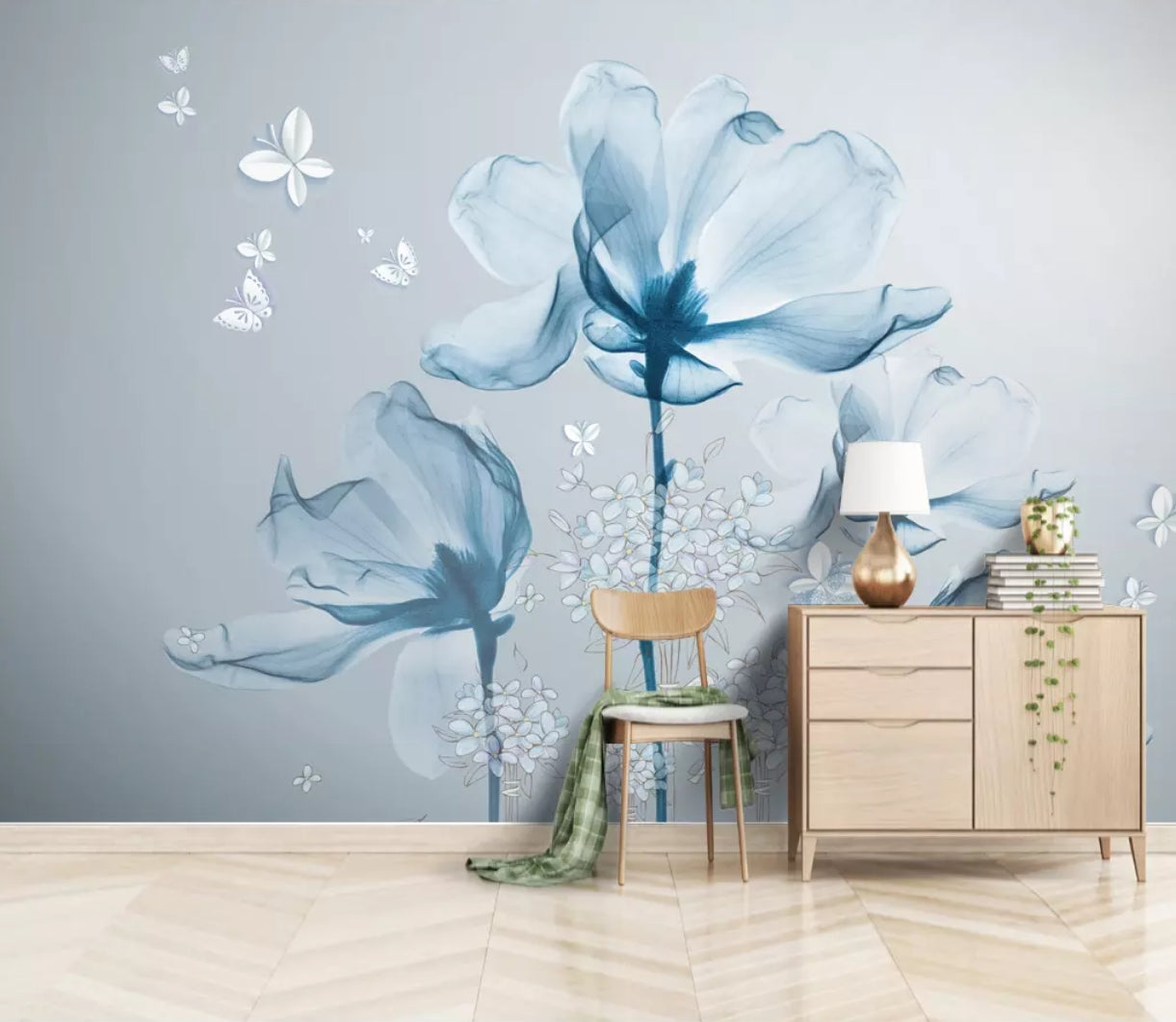 3D Flower Butterfly 1045 Wall Murals Wallpaper AJ Wallpaper 2 