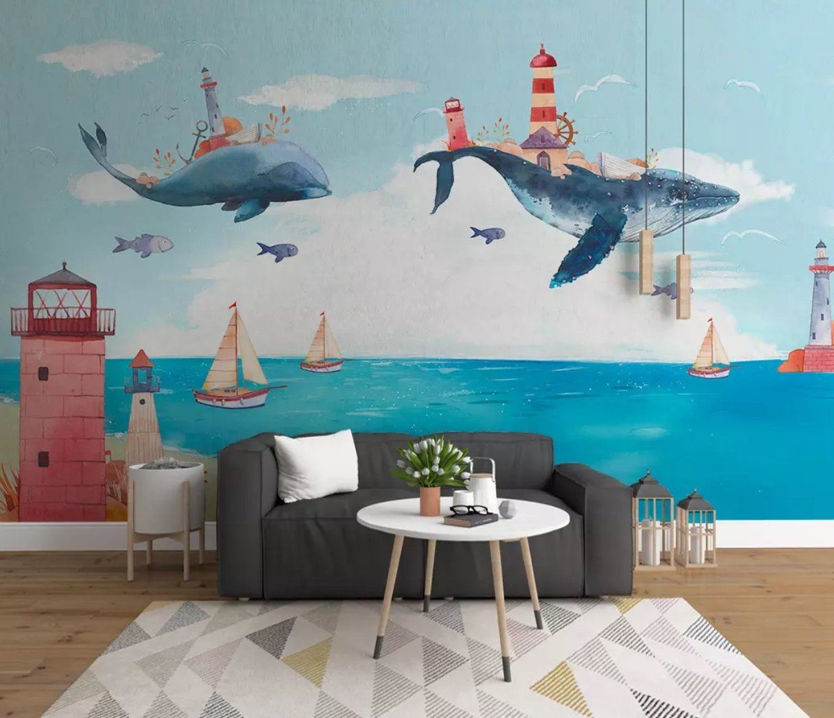 3D Whale Sea 062 Wall Murals Wallpaper AJ Wallpaper 2 