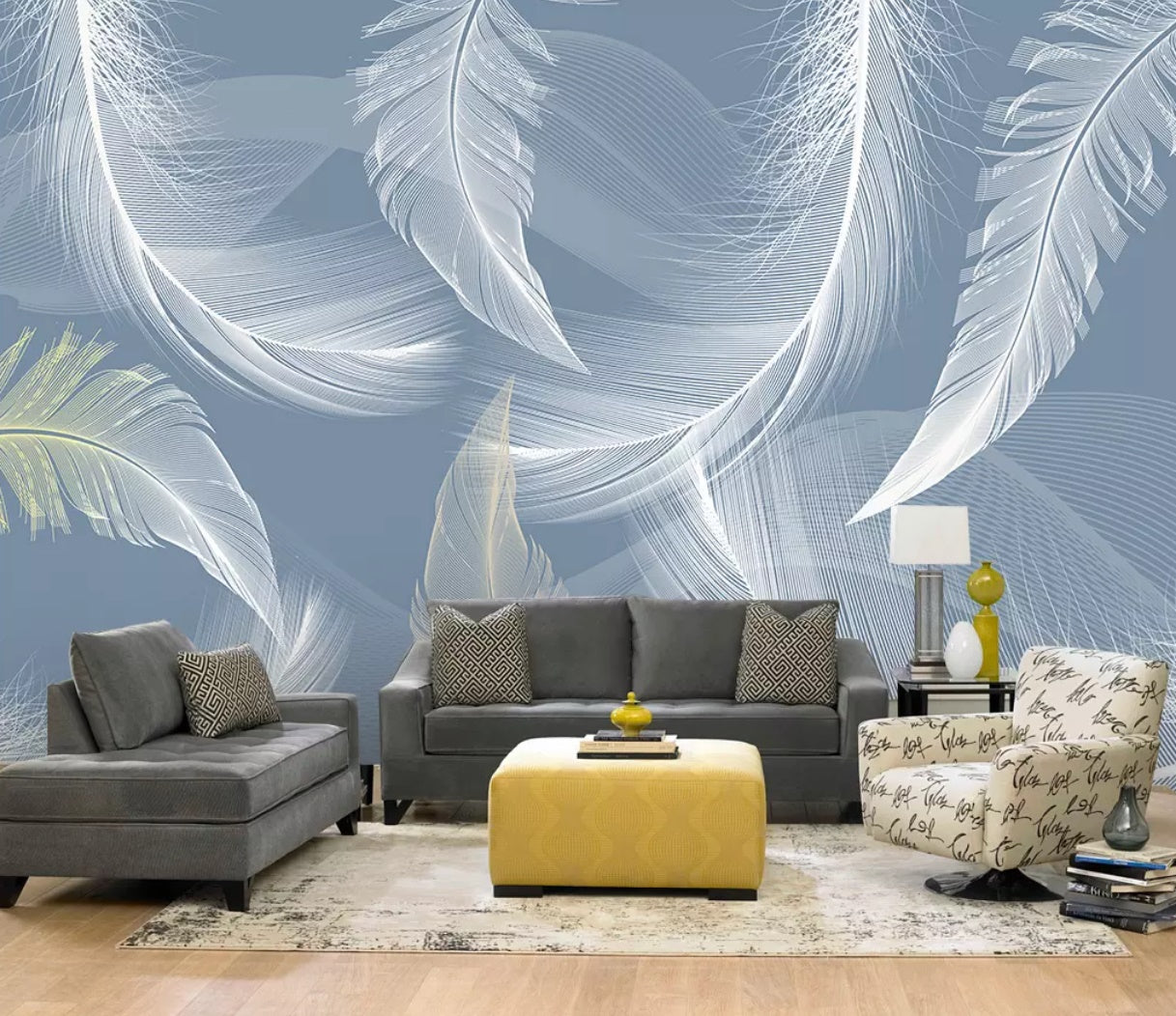 3D White Feather 1400 Wall Murals Wallpaper AJ Wallpaper 2 