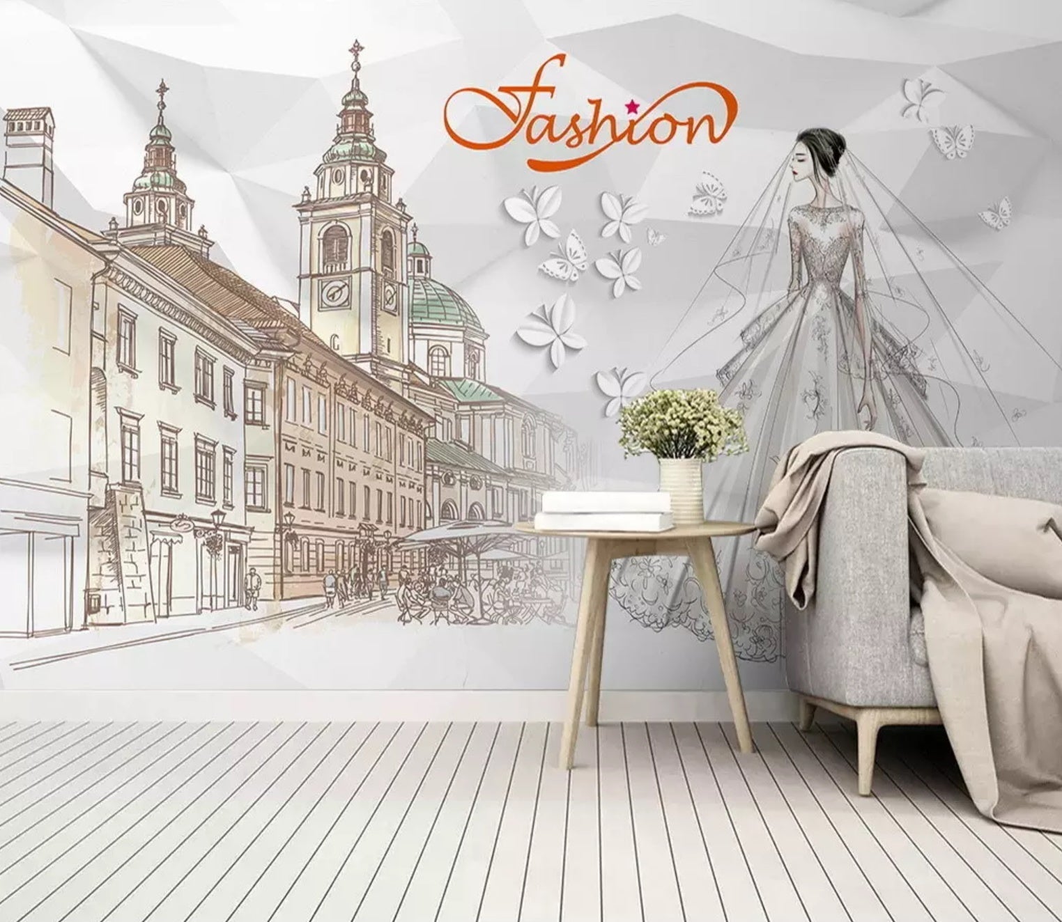 3D Urban Wedding Dress 1391 Wall Murals Wallpaper AJ Wallpaper 2 
