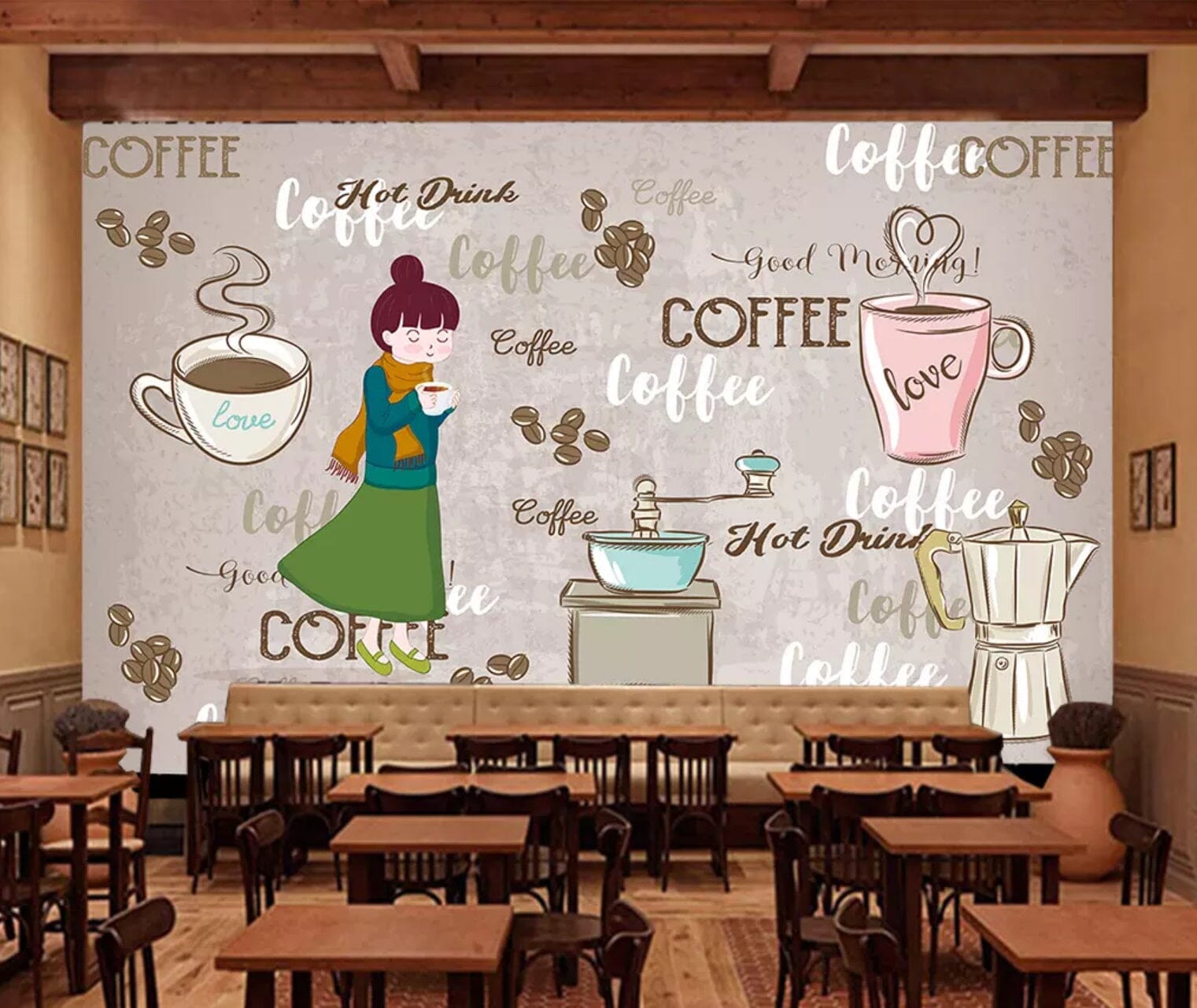 3D Coffee Girl 2426 Wall Murals Wallpaper AJ Wallpaper 2 