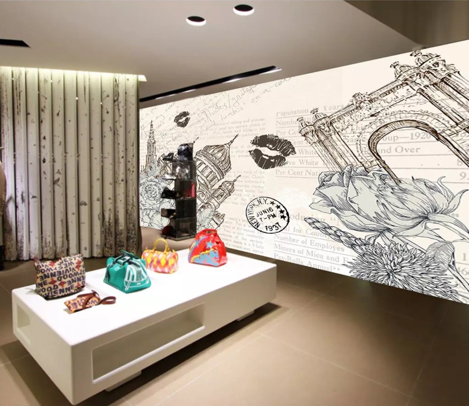 3D Grey Tower 1289 Wall Murals Wallpaper AJ Wallpaper 2 