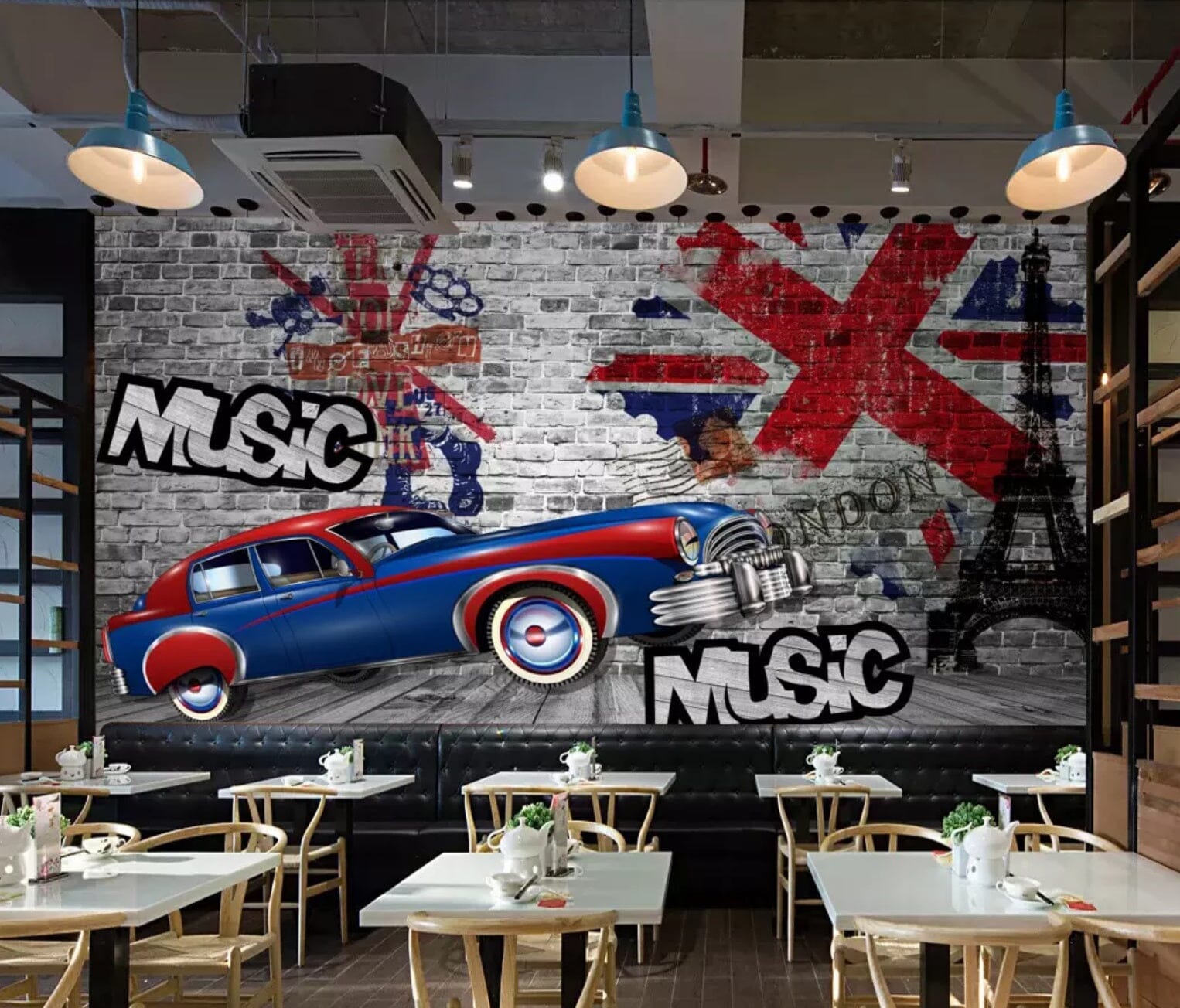 3D Blue Racing Car 2382 Wall Murals Wallpaper AJ Wallpaper 2 