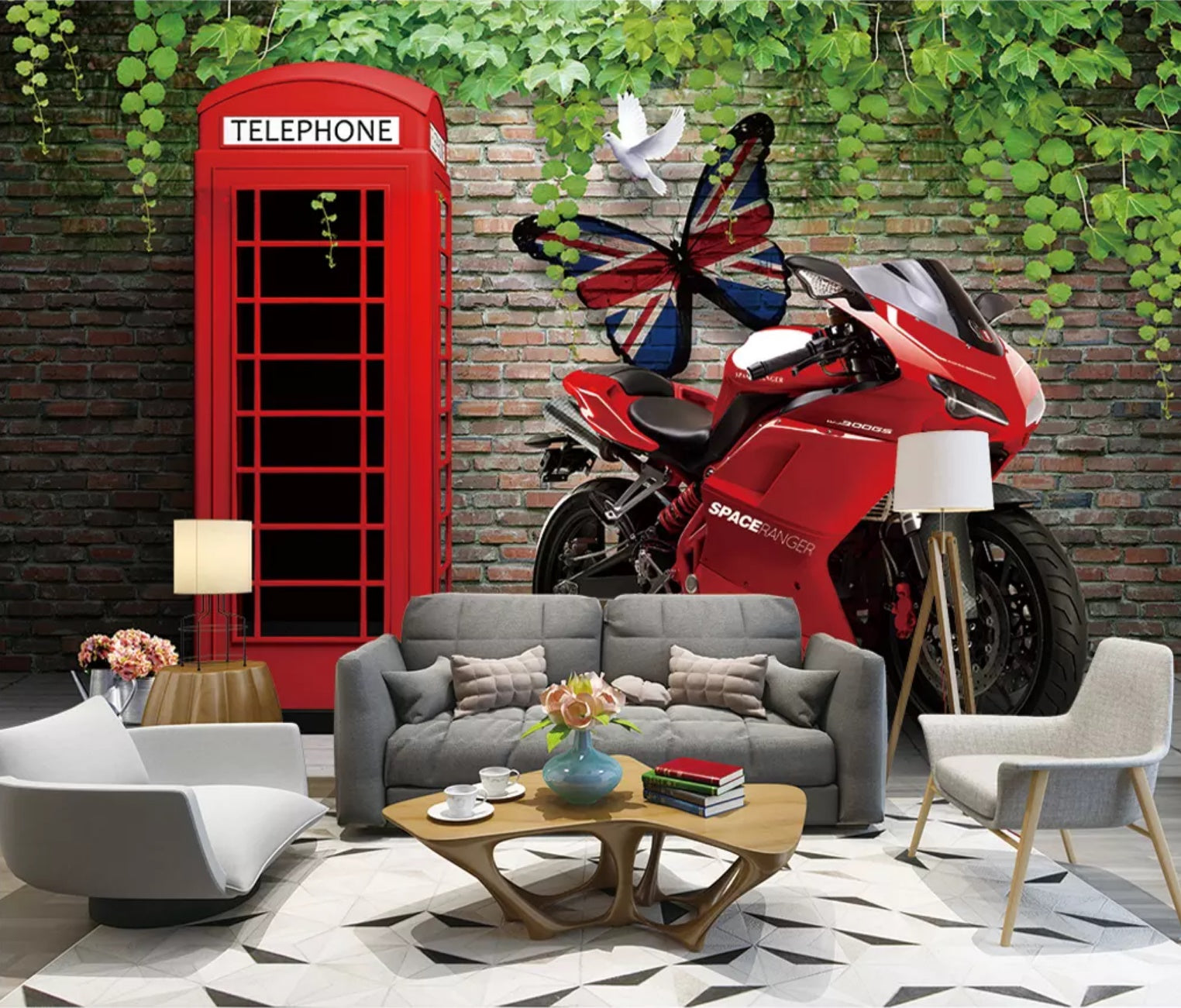 3D Red Motorcycle 1159 Wall Murals Wallpaper AJ Wallpaper 2 