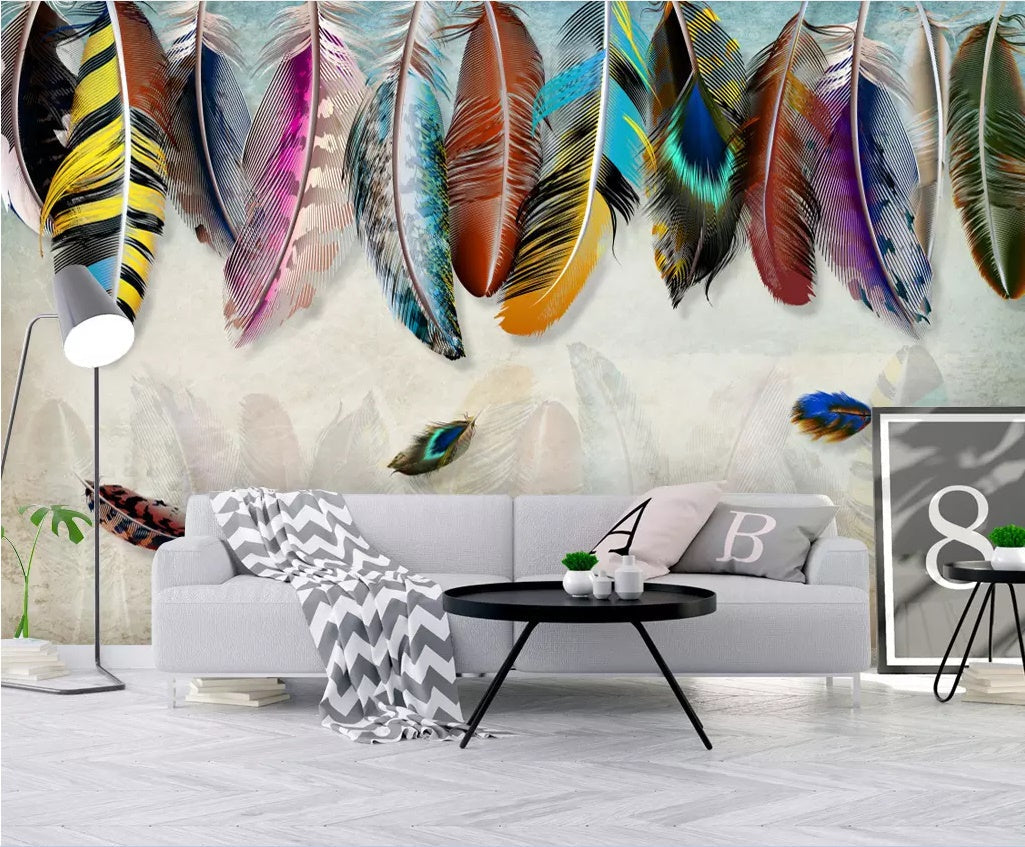 3D Colored Feather 1583 Wall Murals Wallpaper AJ Wallpaper 2 