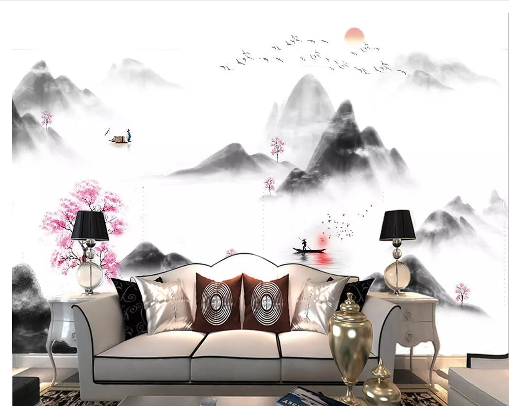 3D Misty Valley 1539 Wall Murals Wallpaper AJ Wallpaper 2 