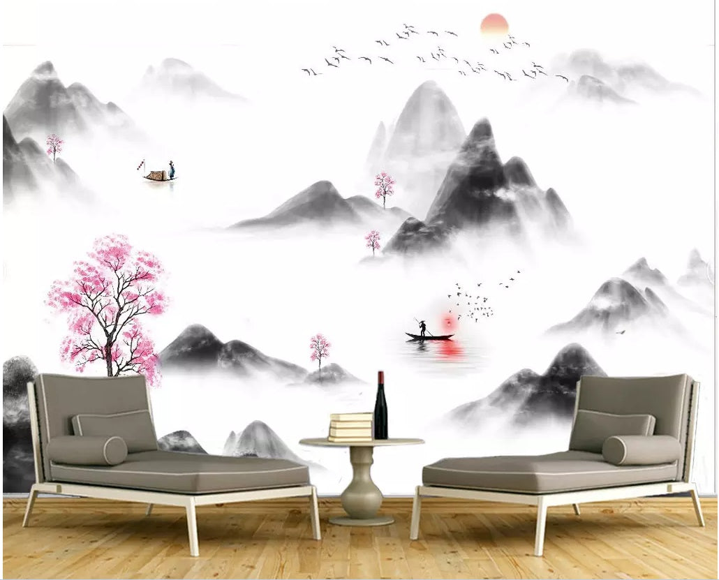 3D Misty Valley 1539 Wall Murals Wallpaper AJ Wallpaper 2 