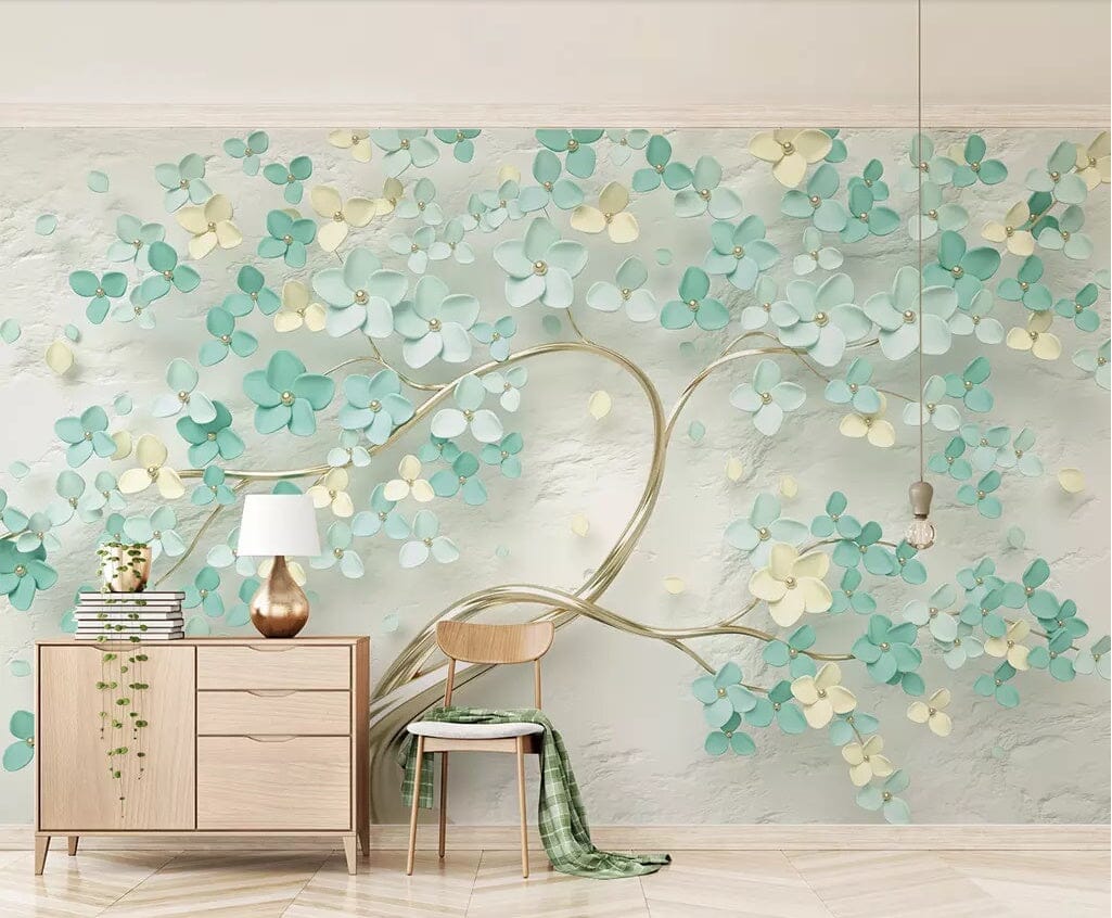 3D Green Flowers 2533 Wall Murals Wallpaper AJ Wallpaper 2 