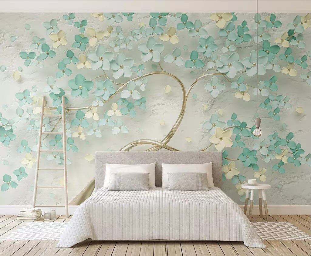 3D Green Flowers 2533 Wall Murals Wallpaper AJ Wallpaper 2 