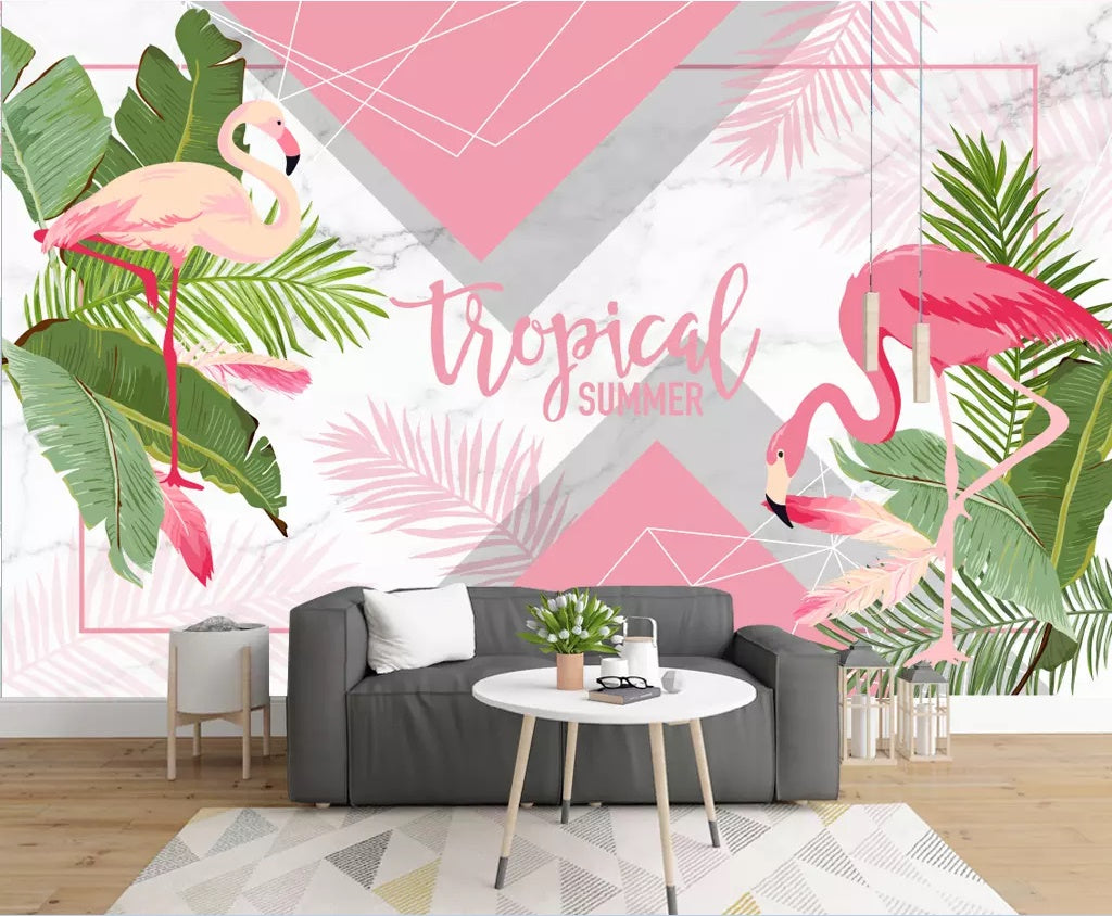 3D Pink Flamingo 1529 Wall Murals Wallpaper AJ Wallpaper 2 