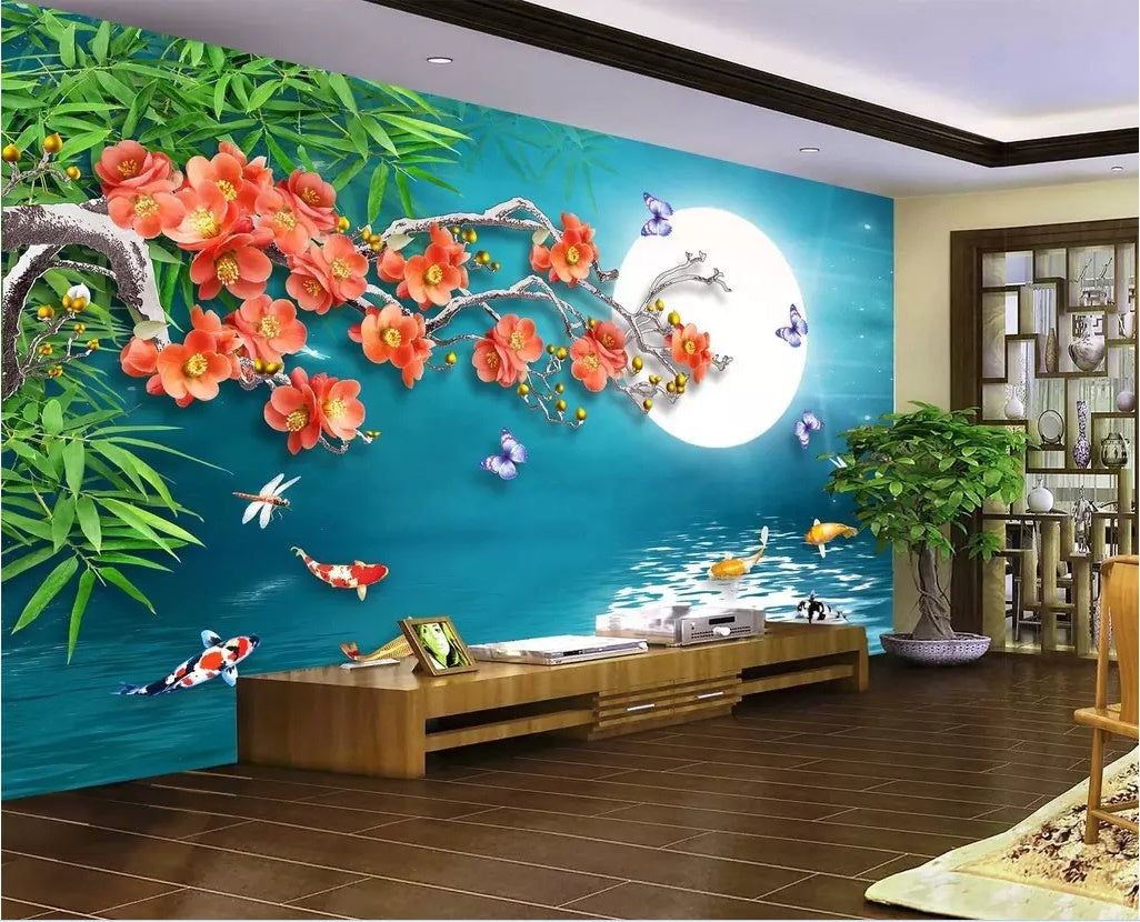 3D Moon Flower 1559 Wall Murals Wallpaper AJ Wallpaper 2 