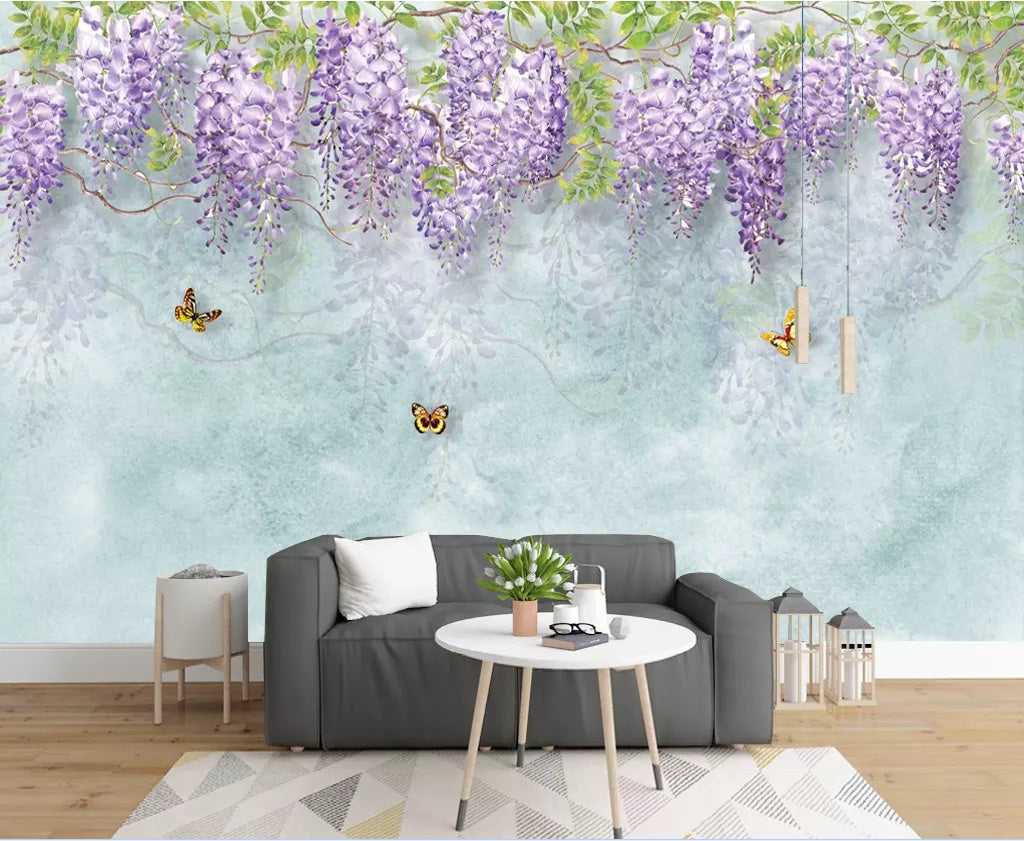 3D Purple Flowers 1567 Wall Murals Wallpaper AJ Wallpaper 2 