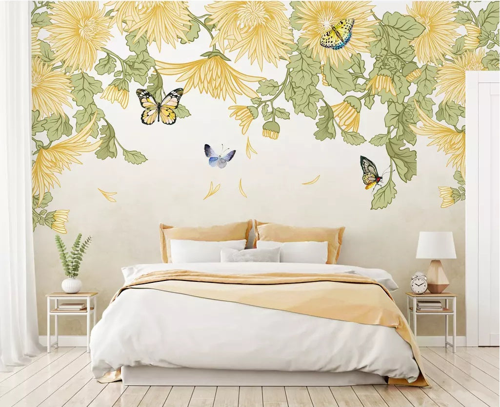 3D Flower Butterfly 1773 Wall Murals Wallpaper AJ Wallpaper 2 