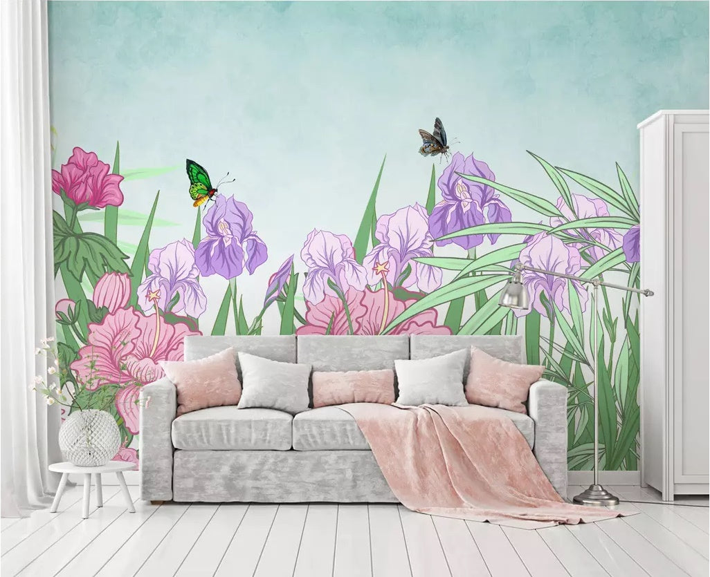 3D Flower Butterfly 1771 Wall Murals Wallpaper AJ Wallpaper 2 