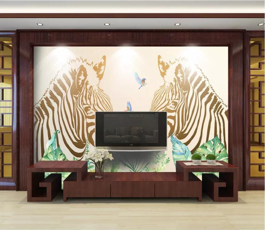 3D Two Zebras 2662 Wall Murals Wallpaper AJ Wallpaper 2 