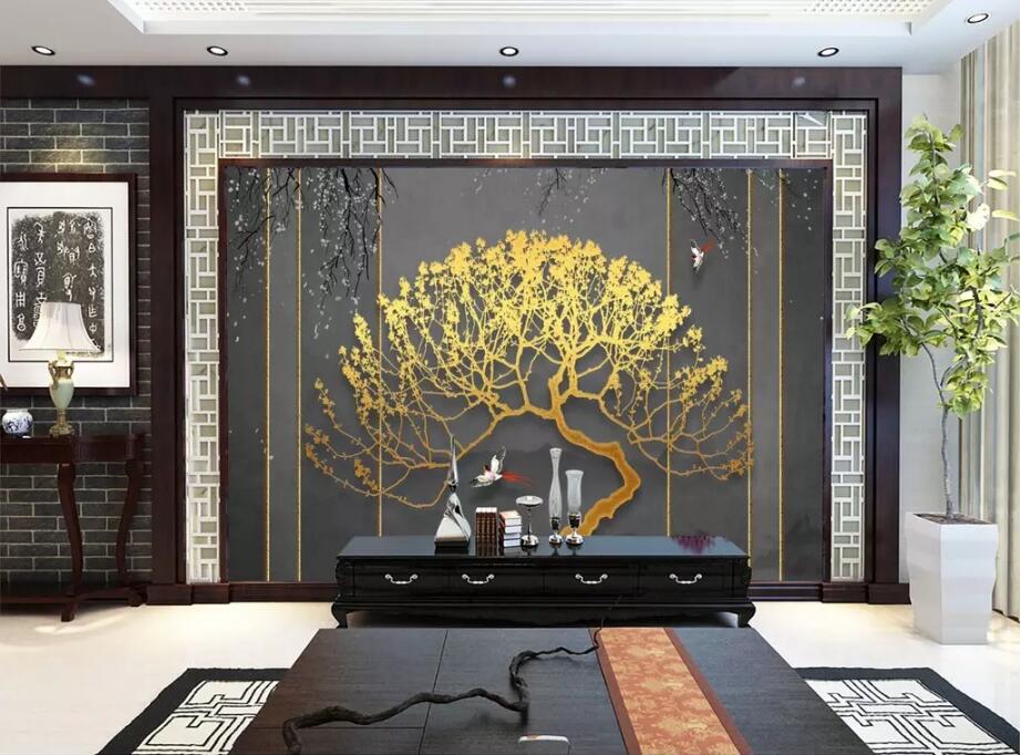 3D Golden Tree 1638 Wall Murals Wallpaper AJ Wallpaper 2 