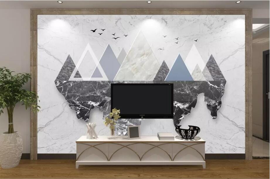 3D Blue Triangle 2606 Wall Murals Wallpaper AJ Wallpaper 2 