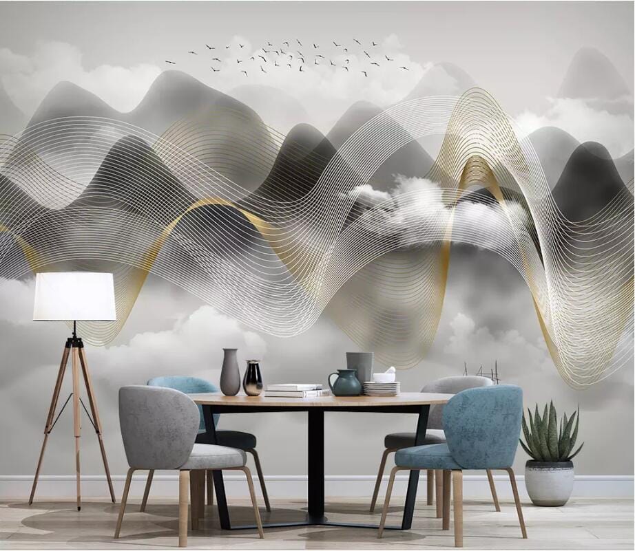 3D Golden Wave 2802 Wall Murals Wallpaper AJ Wallpaper 2 