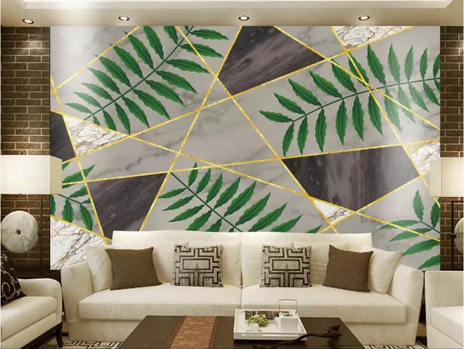 3D Triangle Leaves 2800 Wall Murals Wallpaper AJ Wallpaper 2 