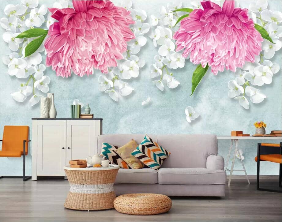 3D Red Hydrangea 2571 Wall Murals Wallpaper AJ Wallpaper 2 