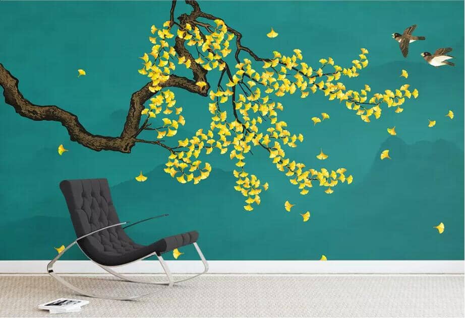 3D Golden Leaves 2769 Wall Murals Wallpaper AJ Wallpaper 2 