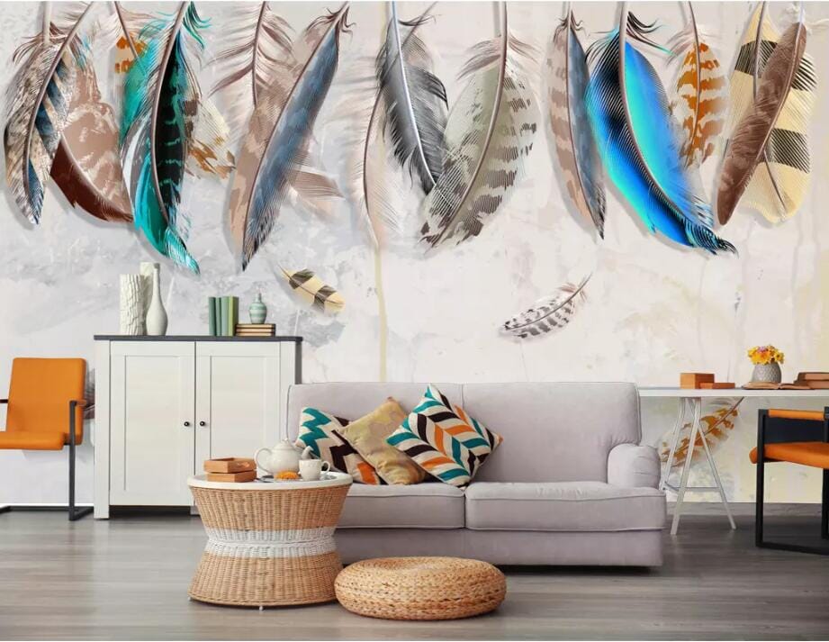 3D Colored Feathers 2580 Wall Murals Wallpaper AJ Wallpaper 2 