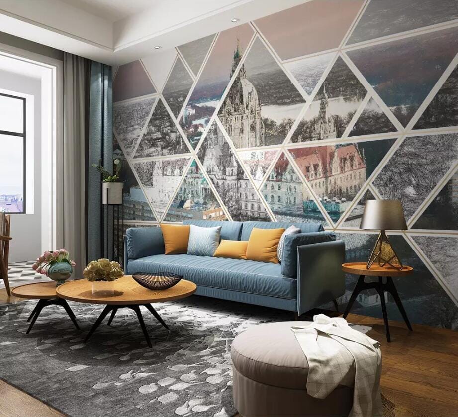 3D Triangle City 2812 Wall Murals Wallpaper AJ Wallpaper 2 