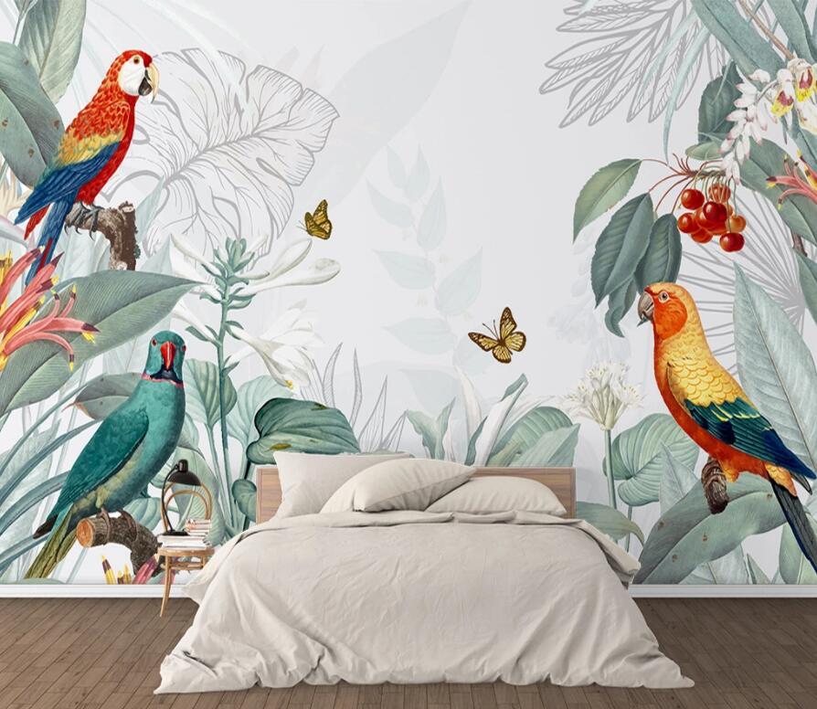 3D Bird Leaves 1617 Wall Murals Wallpaper AJ Wallpaper 2 