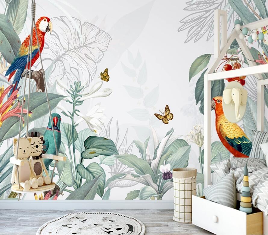 3D Bird Leaves 1617 Wall Murals Wallpaper AJ Wallpaper 2 