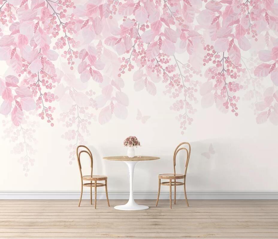 3D Pink Leaves 2593 Wall Murals Wallpaper AJ Wallpaper 2 
