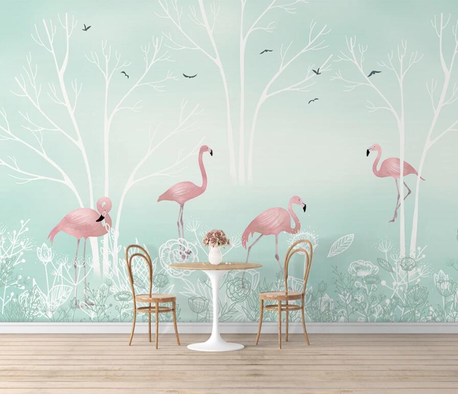 3D Pink Flamingo 1606 Wall Murals Wallpaper AJ Wallpaper 2 