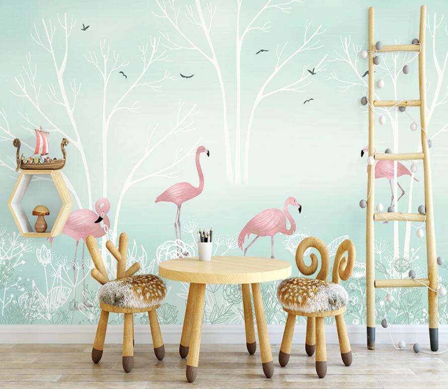 3D Pink Flamingo 1606 Wall Murals Wallpaper AJ Wallpaper 2 