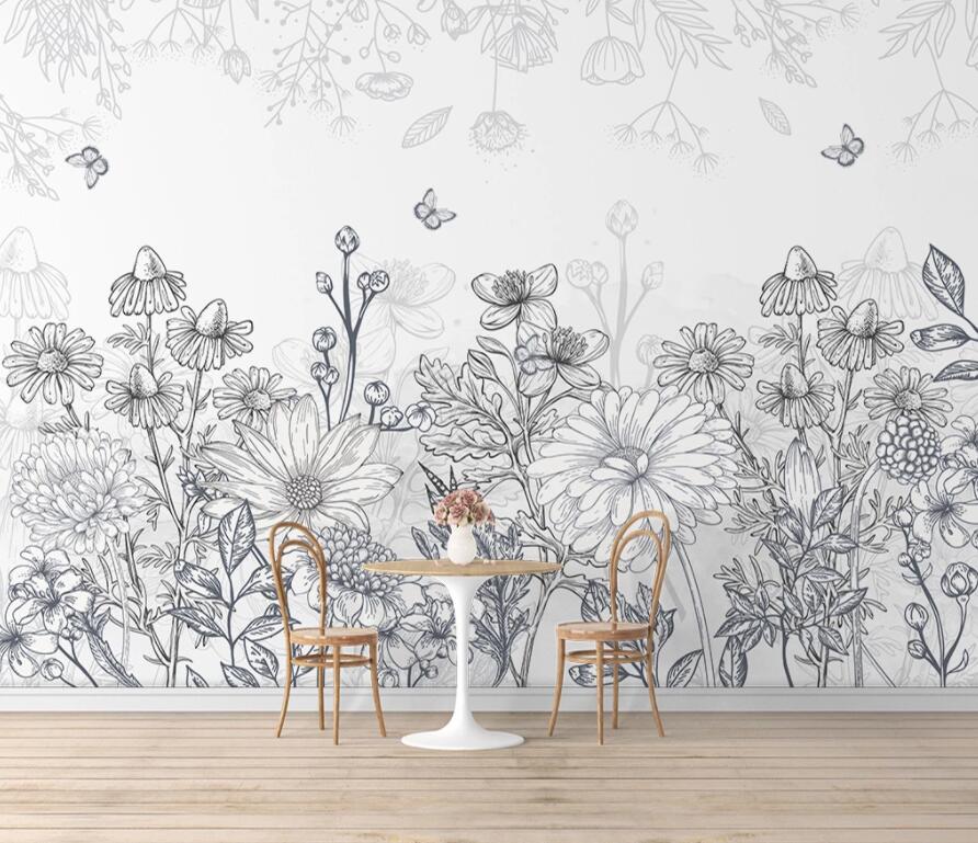 3D Flower Butterfly 1602 Wall Murals Wallpaper AJ Wallpaper 2 