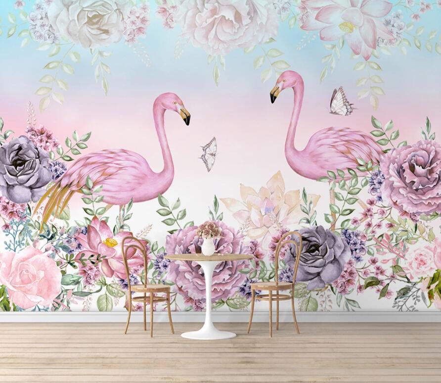 3D Pink Flamingo 1597 Wall Murals Wallpaper AJ Wallpaper 2 