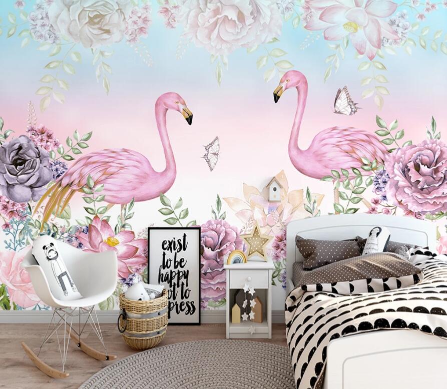 3D Pink Flamingo 1597 Wall Murals Wallpaper AJ Wallpaper 2 