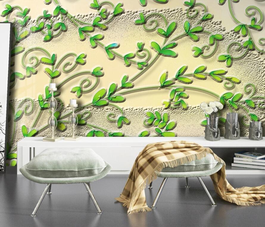 3D Green Leaf 2022 Wall Murals Wallpaper AJ Wallpaper 2 