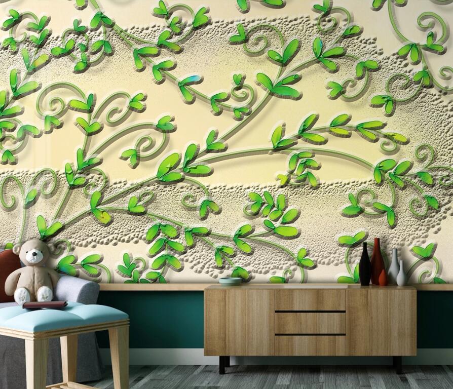 3D Green Leaf 2022 Wall Murals Wallpaper AJ Wallpaper 2 